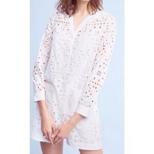 Anthropologie Maeve Geo Eyelet Shirtdress Size M